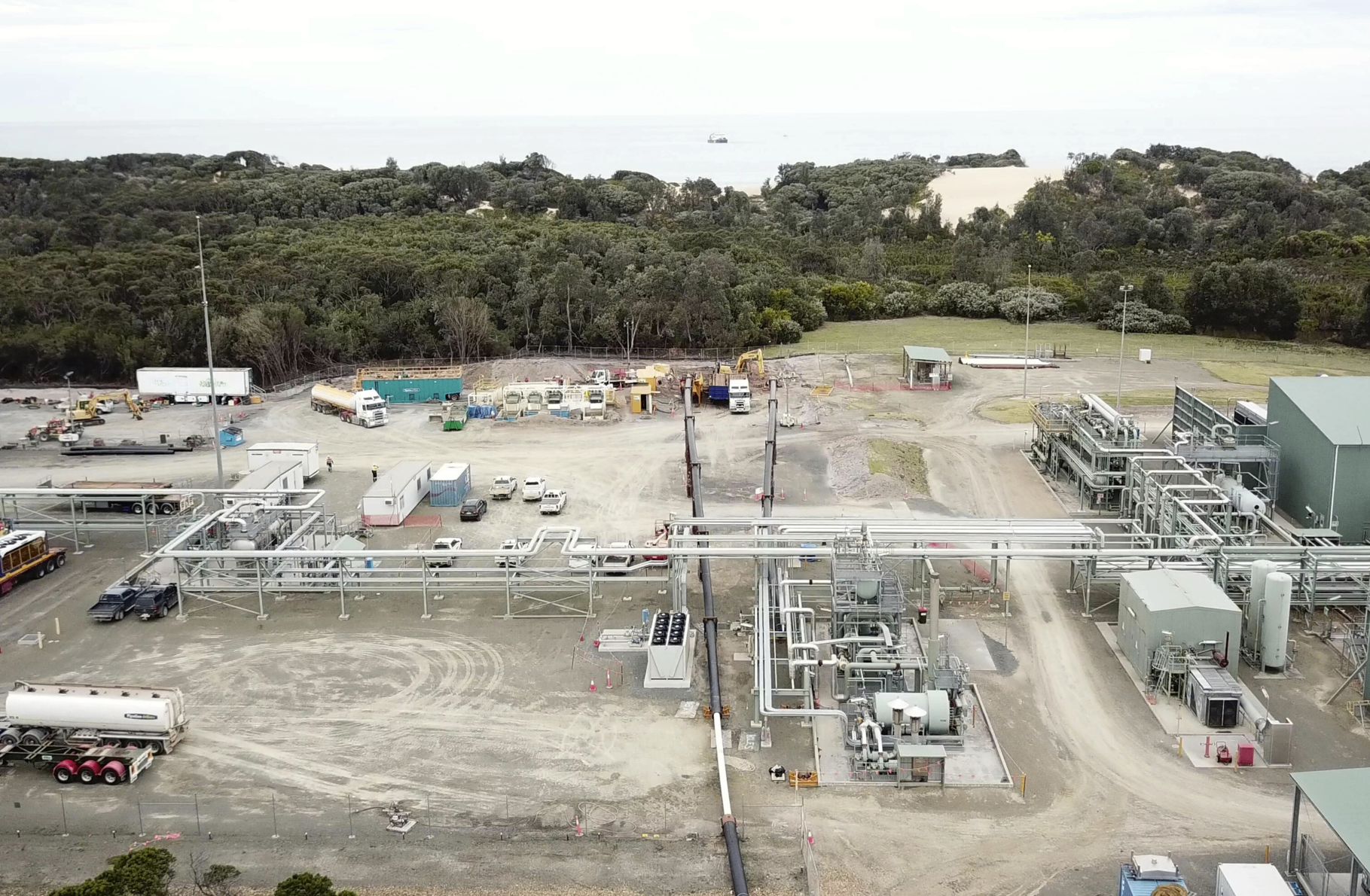 Industrial worksite aerial view